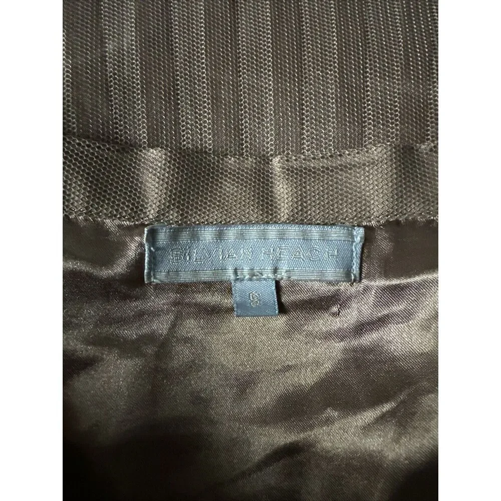 Silvian Heach Sheer‎ Long Skirt Lined Pleated Women’s Size Small Dark Tan